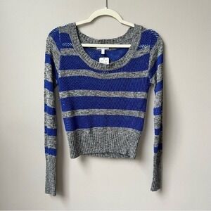 Delia's Sweater Women's Small New NWT Blue Gray Striped Open Knit Y2K Style Top